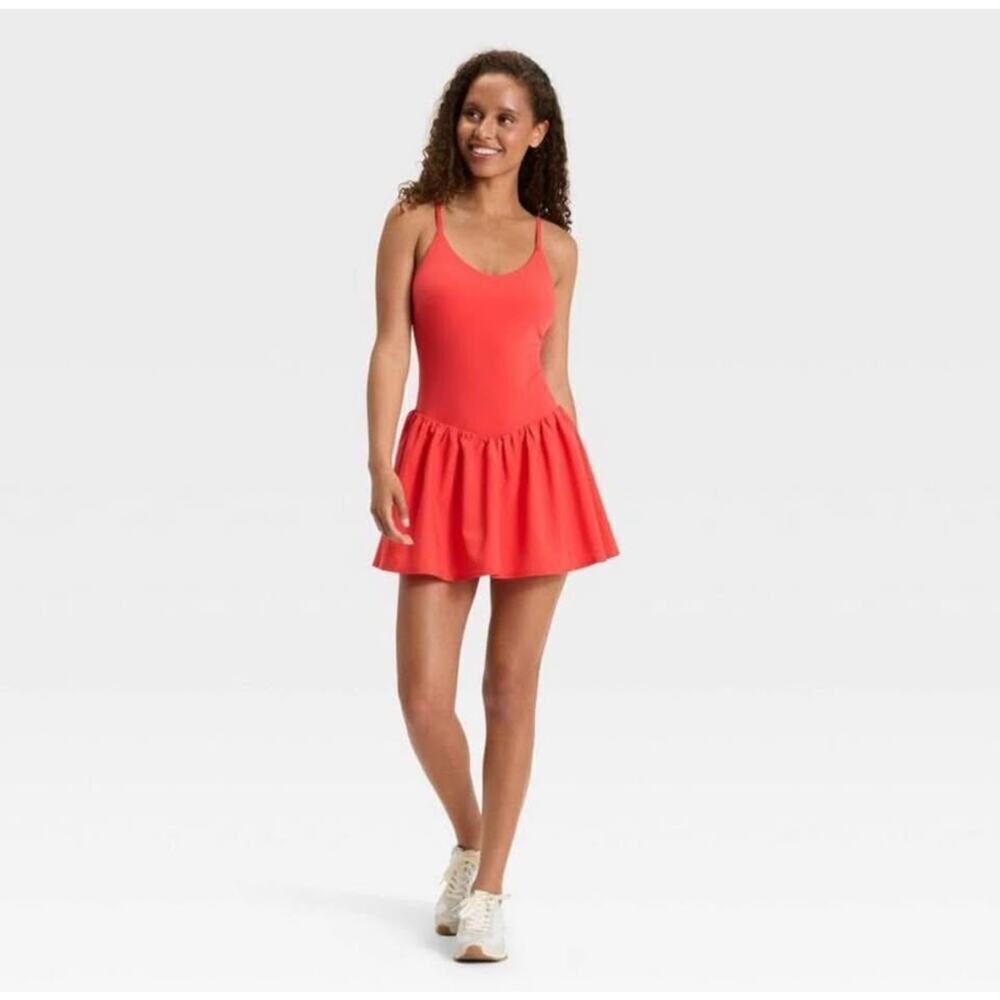JoyLab Women's Large Red Drop Waist Active Dress
